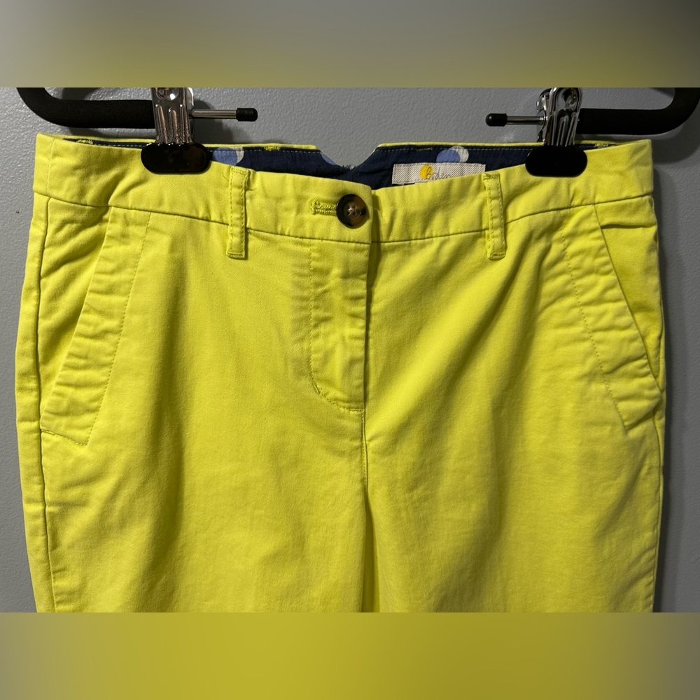 Boden Neon Yellow Cropped Trouser Pants Cotton Womens Size 4R 4 WM464 - Picture 3 of 10